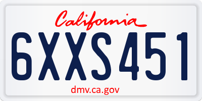 CA license plate 6XXS451