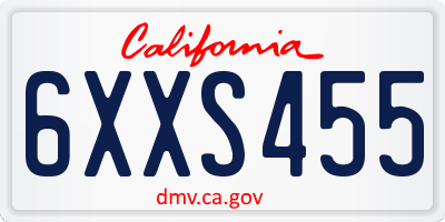 CA license plate 6XXS455