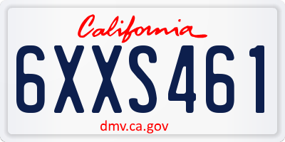 CA license plate 6XXS461