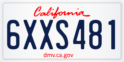 CA license plate 6XXS481