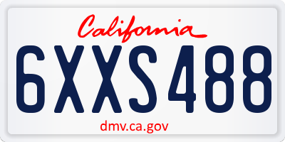 CA license plate 6XXS488