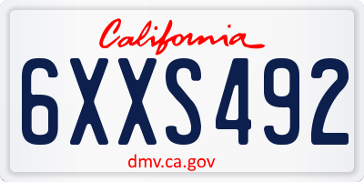 CA license plate 6XXS492