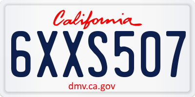 CA license plate 6XXS507