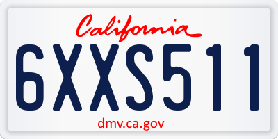 CA license plate 6XXS511