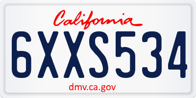 CA license plate 6XXS534
