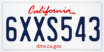 CA license plate 6XXS543
