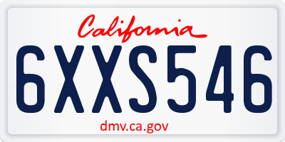 CA license plate 6XXS546