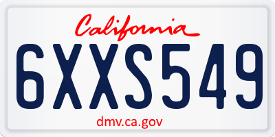 CA license plate 6XXS549