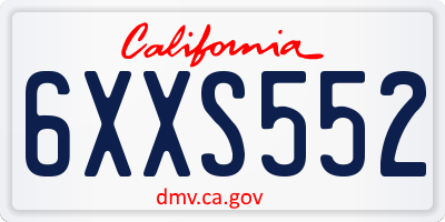 CA license plate 6XXS552
