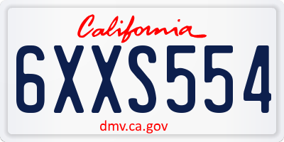 CA license plate 6XXS554