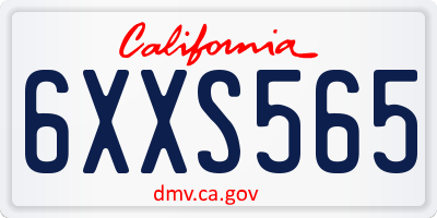 CA license plate 6XXS565