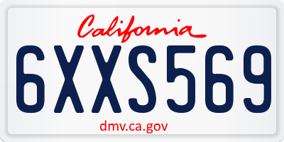 CA license plate 6XXS569