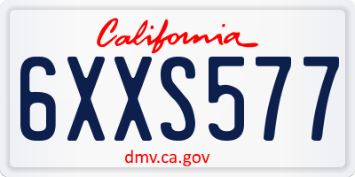 CA license plate 6XXS577