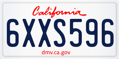 CA license plate 6XXS596