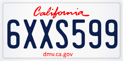 CA license plate 6XXS599