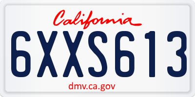 CA license plate 6XXS613