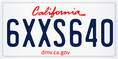 CA license plate 6XXS640