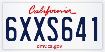 CA license plate 6XXS641