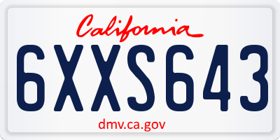 CA license plate 6XXS643