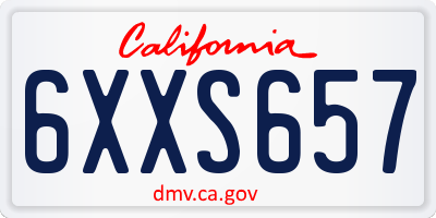 CA license plate 6XXS657