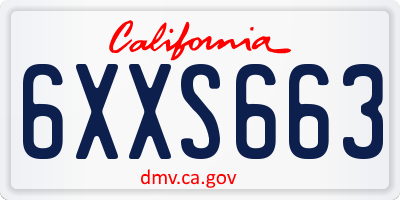 CA license plate 6XXS663
