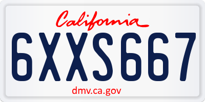 CA license plate 6XXS667