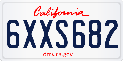 CA license plate 6XXS682