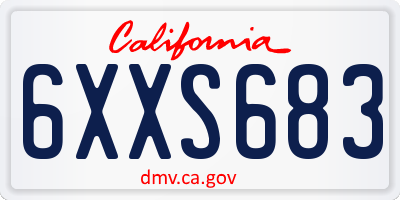 CA license plate 6XXS683