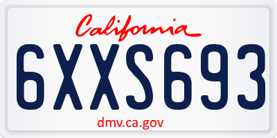 CA license plate 6XXS693