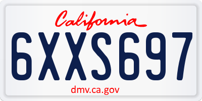 CA license plate 6XXS697