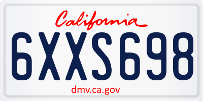 CA license plate 6XXS698