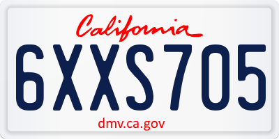 CA license plate 6XXS705