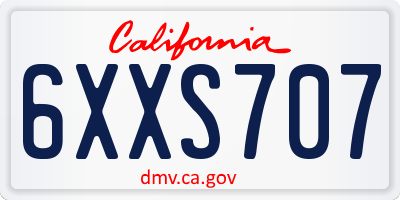 CA license plate 6XXS707