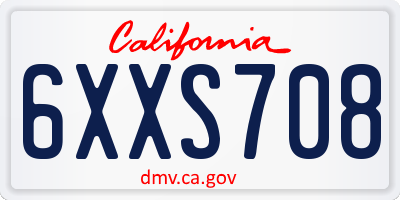 CA license plate 6XXS708