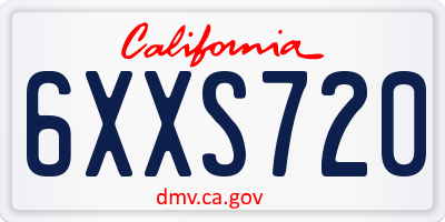 CA license plate 6XXS720