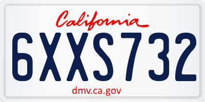 CA license plate 6XXS732