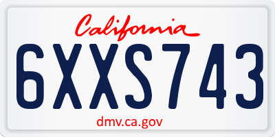 CA license plate 6XXS743