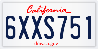 CA license plate 6XXS751