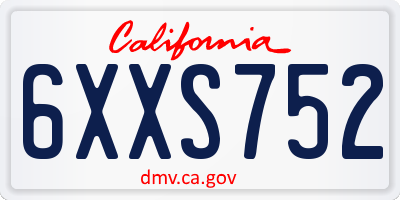 CA license plate 6XXS752