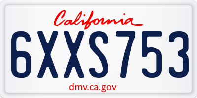 CA license plate 6XXS753