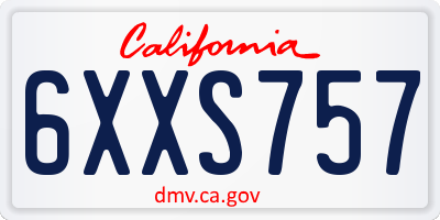 CA license plate 6XXS757