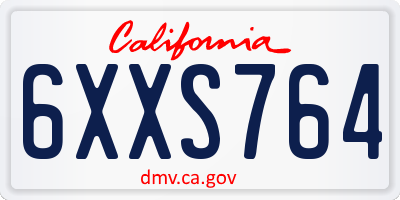CA license plate 6XXS764
