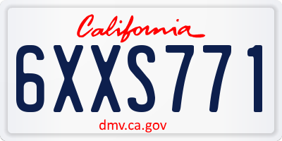 CA license plate 6XXS771