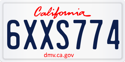 CA license plate 6XXS774