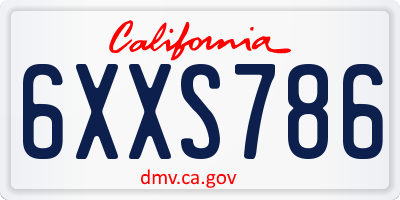 CA license plate 6XXS786