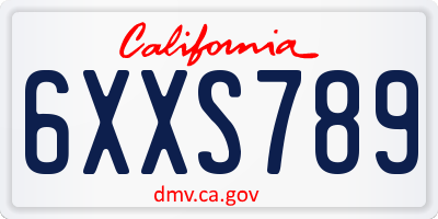 CA license plate 6XXS789