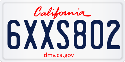 CA license plate 6XXS802