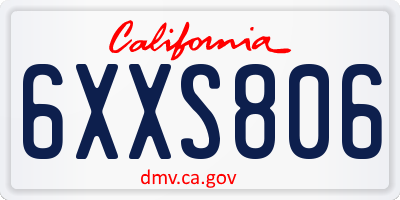 CA license plate 6XXS806