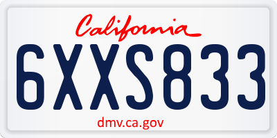 CA license plate 6XXS833
