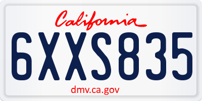 CA license plate 6XXS835